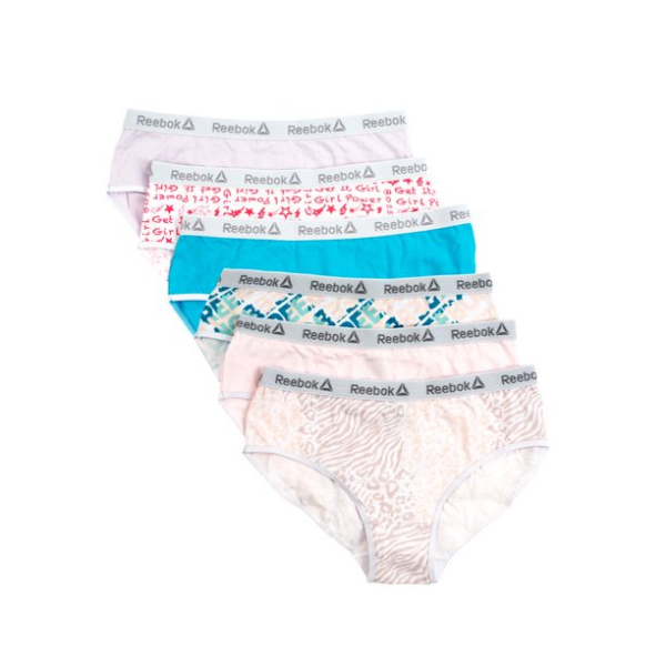 Reebok Girls Комплект трусиків для дівчинки 6 шт Underwear Cotton Stretch Hipster Panties 6