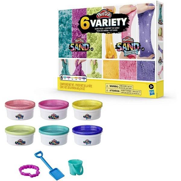 Play-Doh Sand кінетичний пісок 680 грам Variety 6-Pack Sand and Shimmer Stretch Compounds