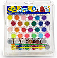 Crayola Смивані фарби 42 кольори і дві пензлі Kid's Washable Paint Set 42 Ct