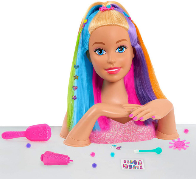 Barbie Барбі райдужна голова манекен для зачісок і манікюра 63226 Deluxe Rainbow Styling Heads-Blond