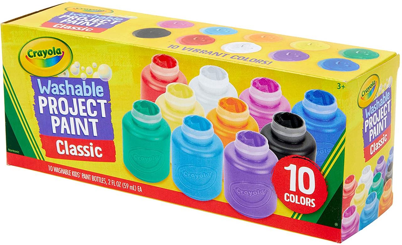 Crayola набір смываемых фарб гуаш 10 класичних кольорів Washable Kids Paint Set 10 Count