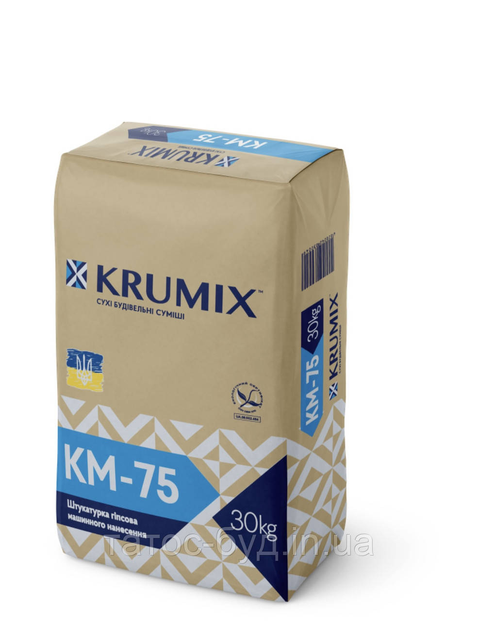 Штукатурка гіпсова KRUMIX KM-75, машинного та ручного застосування, 30 кг