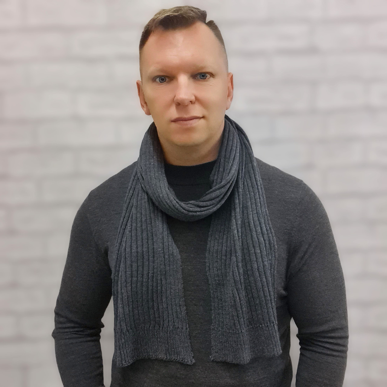 Шарф чоловічий M&JJ ЧИКАГО Сірий 140х20 см (5615), фото 1