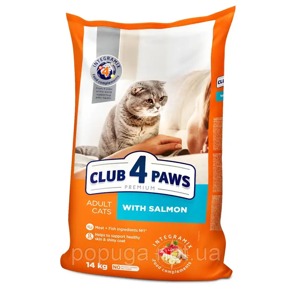 Сухий корм для дорослих кішок Club 4 Paws Premium 14 кг (лосось), фото 1