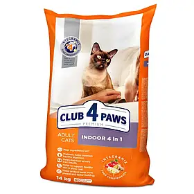 Сухий корм для дорослих кішок Club 4 Paws Premium Indoor 4 в 1, 14 кг (курка)