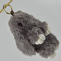 Брелок м'який плюшевий зайчик сірого кольору застібка золотистого кольору з карабіном розмір 22х10 см