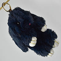 Брелок м'який плюшевий зайчик синього кольору застібка золотистого кольору з карабіном розмір 22х10 см