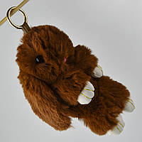 Брелок м'який плюшевий зайчик коричневого кольору застібка золотистого кольору з карабіном розмір 22х10 см
