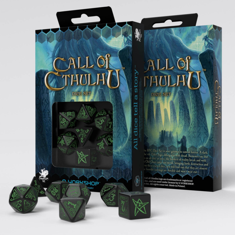 Набір дайсів Call of Cthulhu Dice Set Black & Green - фото 1 - id-p1628285927