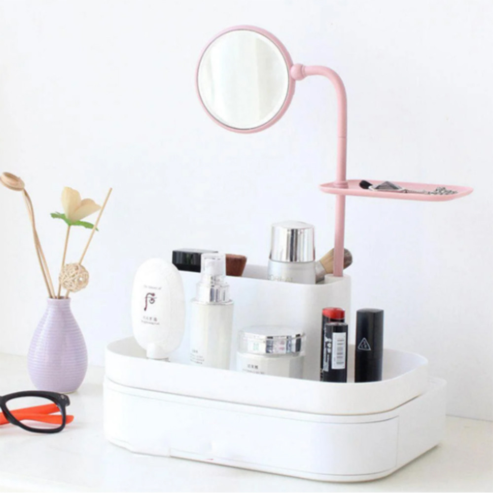 Настольный Бокс для Хранения Косметики с Выдвижными Ящиками и Зеркалом ...