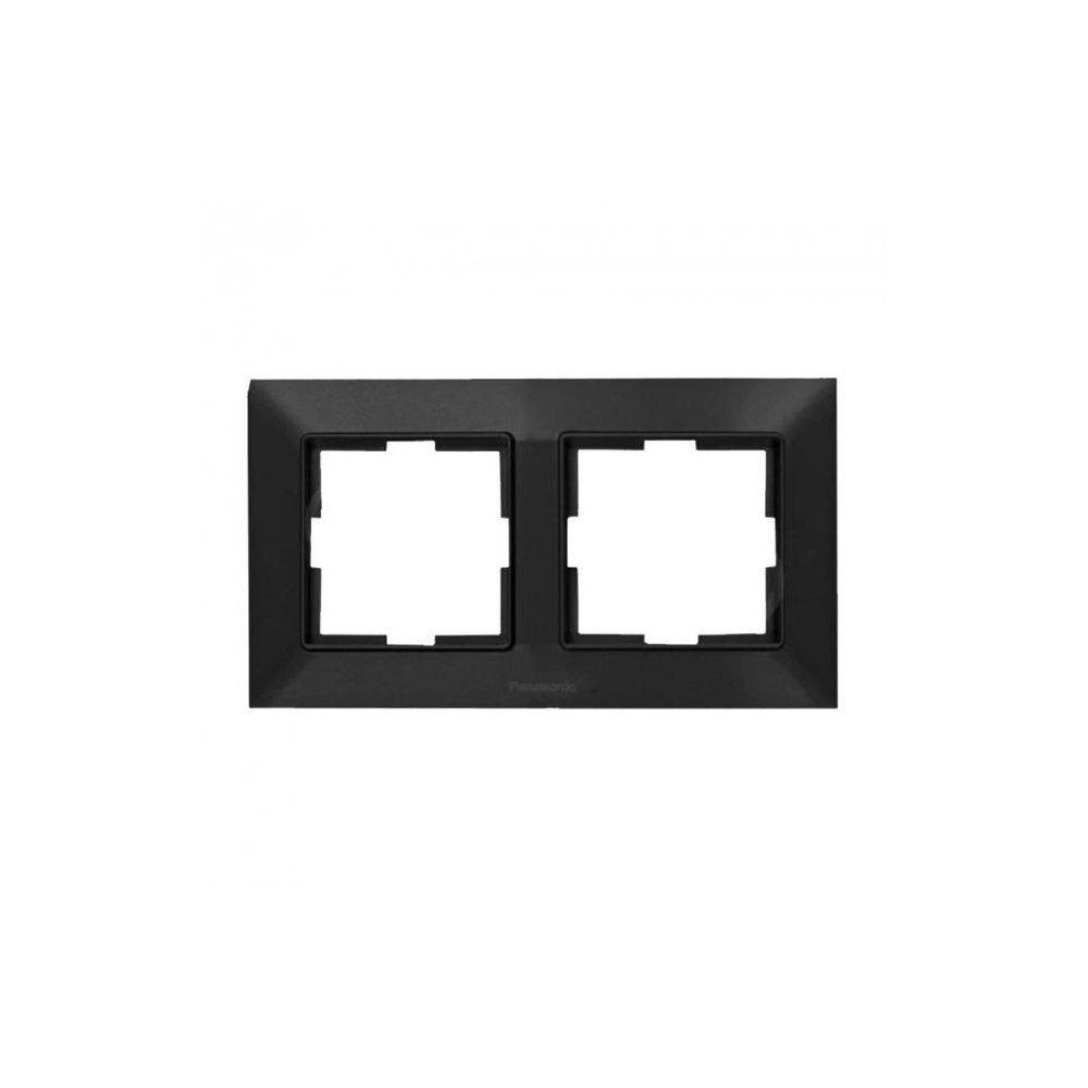 Рамка для розетки горизонтальна подвійна, чорна Arkedia Slim Panasonic, фото 1