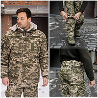 Зимний комплект: Бушлат на хутрі Піксель ЗСУ + штани тактичні "Apex Gen II" піксель