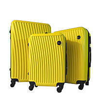 Набір валіз Флай всі розміри Комплект валіз 3шт. FLY 2062 ABS пластик 4-колеса Жовтий