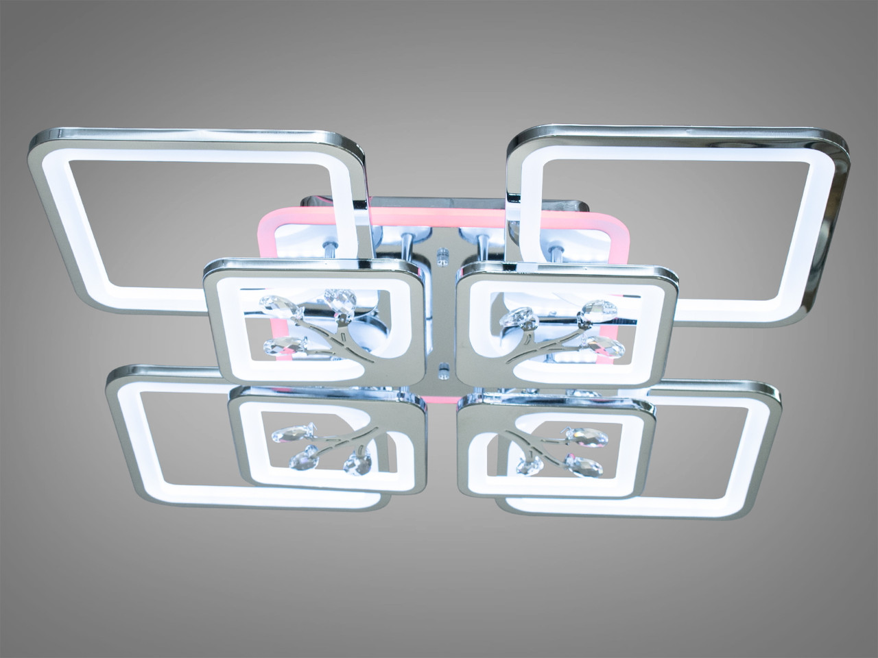 Акрилова лід-люстра з пультом для вітальні, колір хром, 165 W на 24 кв. м 8157-4+4HR-LS