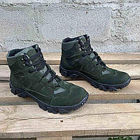 Ботинки тактические ДЕМИСЕЗОННЫЕ (40-46 размер) из натуральной кожи ХИЩНИК ХАКИ для ЗСУ Военная обувь Берцы