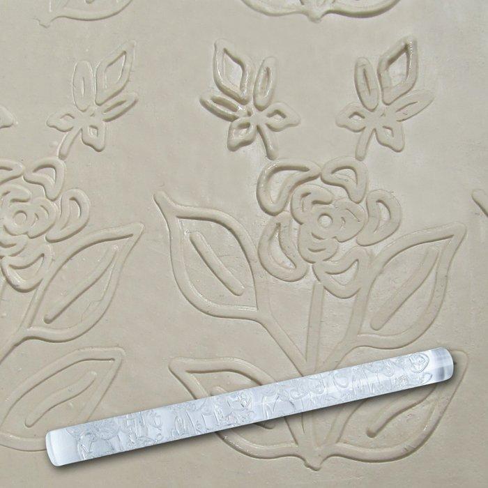 Скалка кондитерська рисунок Empire Троянда на гілочці EM-8936 21 см