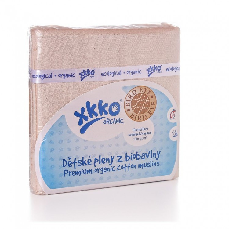 Пелюшки дитячі бавовняні бежеві органічні муслінові XKKO 70х70 5 шт.