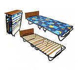 Розкладачка ліжко-тумба ортопедична з матрацом на ламелях для дому дачі відпочинку для намету, фото 9