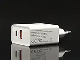 Зарядний пристрій Fast 220 В з кабелем Type-C — Type-C адаптер блок живлення білий, фото 5