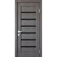 Двері міжкімнатні KDF Bristol чорне скло [ПВХ] Каштан