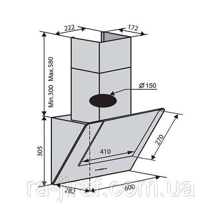 ВИТЯЖКА VENTOLUX DIAMOND 60 WH (700) PB Похила на кухню. Витяжка кухонна в Україні. Доставка безкоштовно, фото 2