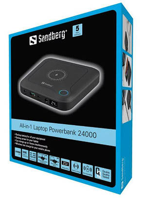 Повербанк для ноутбука Sandberg 24000 mAh All-in1 Laptop 88 Вт*год, фото 2