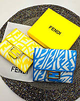 Женский стильный брендовый кошелек Fendi Фенди в расцветках, кошельки на кнопке, кошельки с принтом