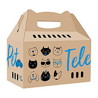 Коробка-переноска ТелеПэт для кошек и мелких собак весом до 8 кг, (455х220х435мм)