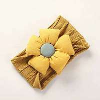 Детская повязка с цветочком на голову #1 Цветочек желтый для девочки для волос от рождения