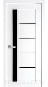 Двері міжкімнатні KDF Grand чорне скло [ПВХ] Білий Мат, фото 1