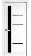 Двері міжкімнатні KDF Grand чорне скло [ПВХ] Білий Мат