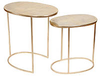 Набор овальных лаунж столиков из металла 51 и 61 см золотистого цвета