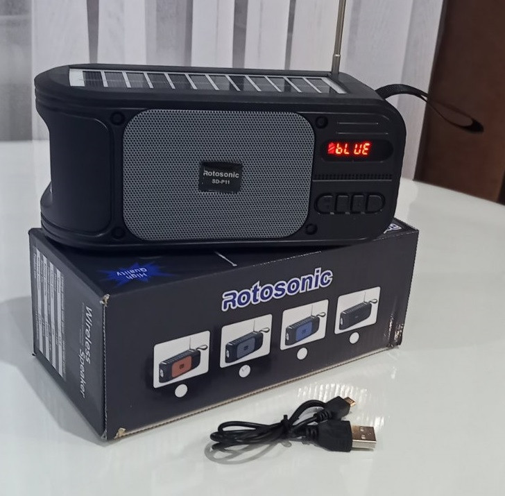 Радіоприймач ROTOSONIC SD-P11 5W, сонячна панель, FM, BLUETOOTH, SD, USB