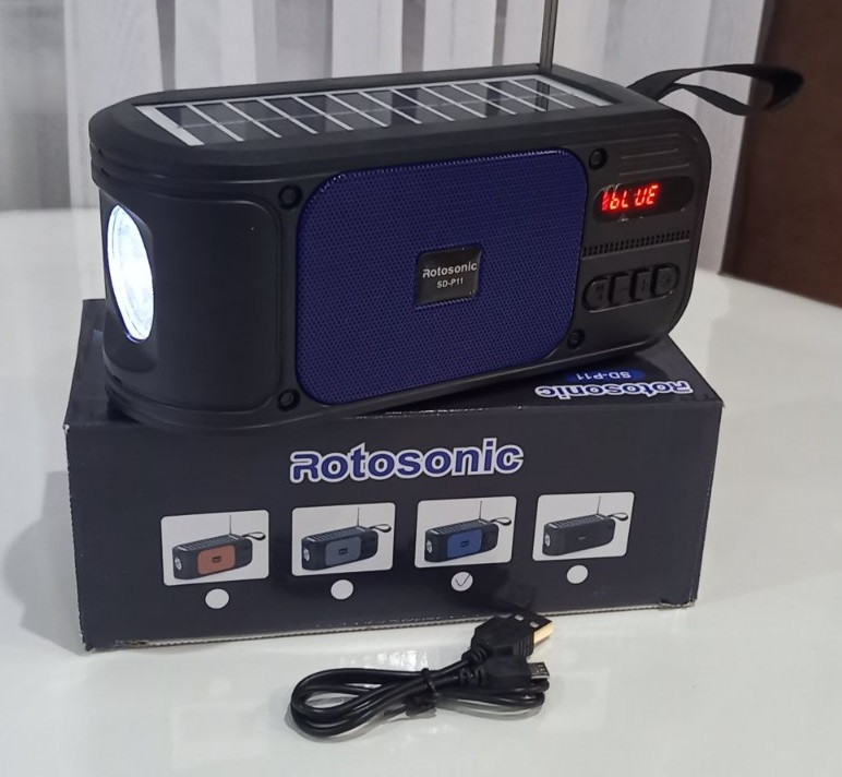 Радіоприймач ROTOSONIC SD-P11 5W, сонячна панель, FM, BLUETOOTH, SD, USB
