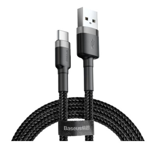 Кабель Baseus Cafule CATKLF-UG1 USB-Type-C, 2A, 3 м, чорно-сірий