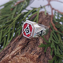 Масонська печатка кільце срібло+емаль будь-якого кольору