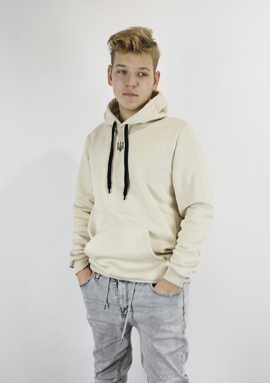 Худі з вишивкою ТРИЗУБ колір таж на флісі S,M,L,XL,XXL, фото 1