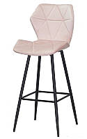 Барный стул Torino Bar 75 ML велюр розовый 1021 на черных металлических ножках, в скандинавском стиле
