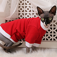 Теплая кофта для кота (кошки) с рукавом Style Pets новогодняя серия (KTF1259) XXS