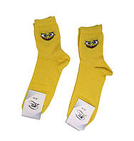 Жіночі жовті шкарпетки з принтом Спанч Боб | Прикольні модні носки з малюнком середньої довжини, бавовняні