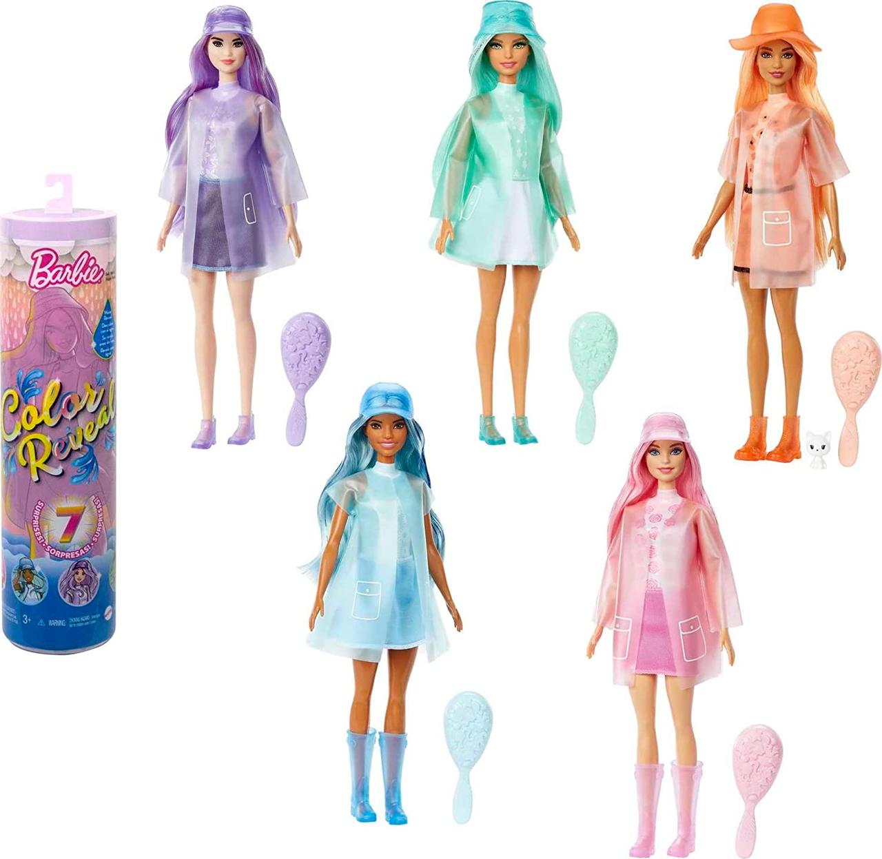 Кукла Барби Сюрприз Барби в дождевике Цветное перевоплощение Barbie Color Reveal HCC57