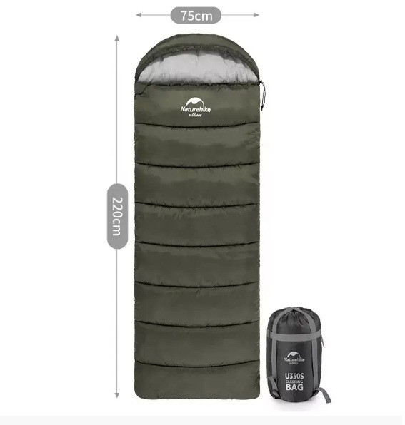 Спальний мішок Naturehike U350S R правосторонній зелений до -17C