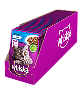 Whiskas Вискас влажный корм для кошек тунец в желе консерва пауч 24*100 гр