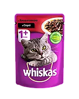 Whiskas Віскас вологий корм яловичина в соусі консерва пауч 100 гр