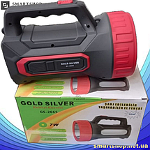 Ліхтар прожектор ручний Gold Silver GS-2665 7 Вт переносний, потужний акумуляторний ліхтар із бічною лампою, фото 3