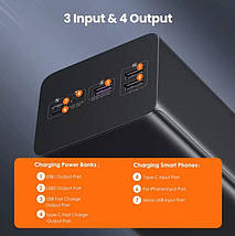 Зовнішній акумулятор Romoss PEA60 60000 mAh (3USB + Type-C) зі швидким заряджанням 22.5W SCP QC 3.0 PD3.0, чорний, фото 4