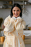Жіночий лазневий халат мікрофібра смужка Жовтий, фото 2