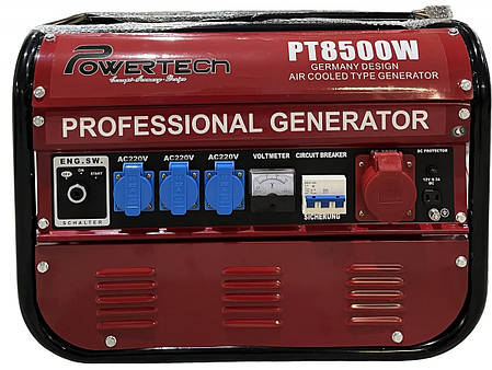 Бензиновий генератор 3 кВт Powertech PT8500W, фото 1