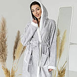 Жіночий лазневий халат мікрофібра смужка Сірий, фото 3