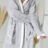 Жіночий лазневий халат мікрофібра смужка Сірий, фото 10